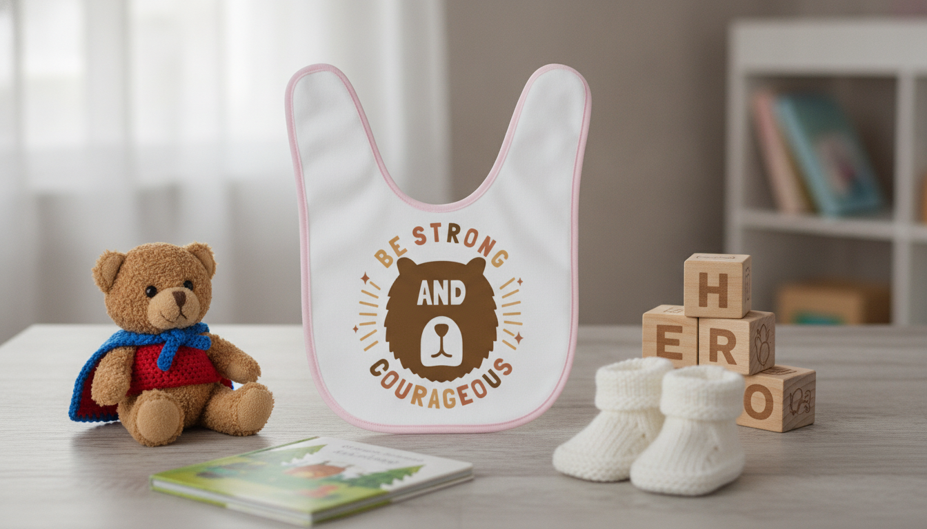 Be Strong and Courageous Baby Bibs for Messy Meals